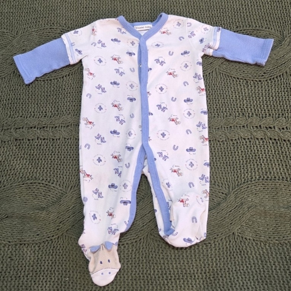 Vitamins Baby Sleeper Footed Pajamas Snap Front Western Cowboy Horse